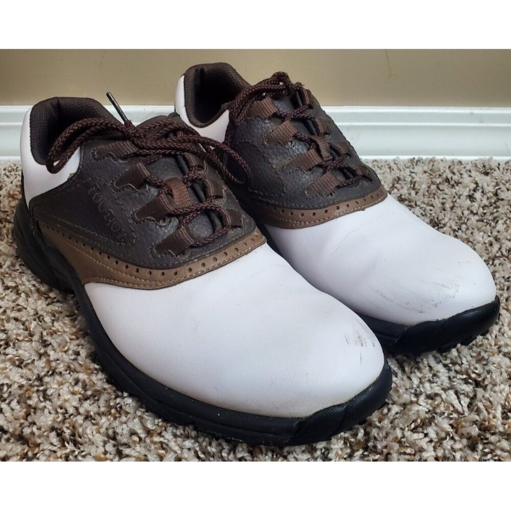 Footjoy Brown & White Flexzone Golf Shoes, Size 9M, 45402